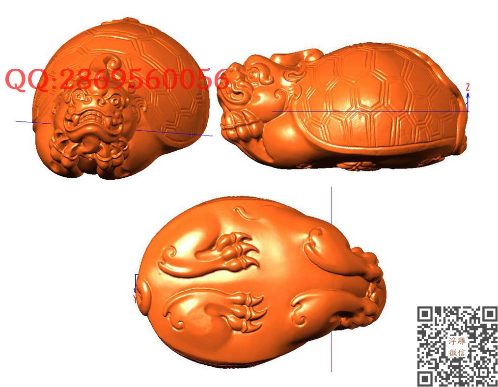30貔貅龙龟_STL圆雕图立体模型3d打印核雕精雕图浮雕图