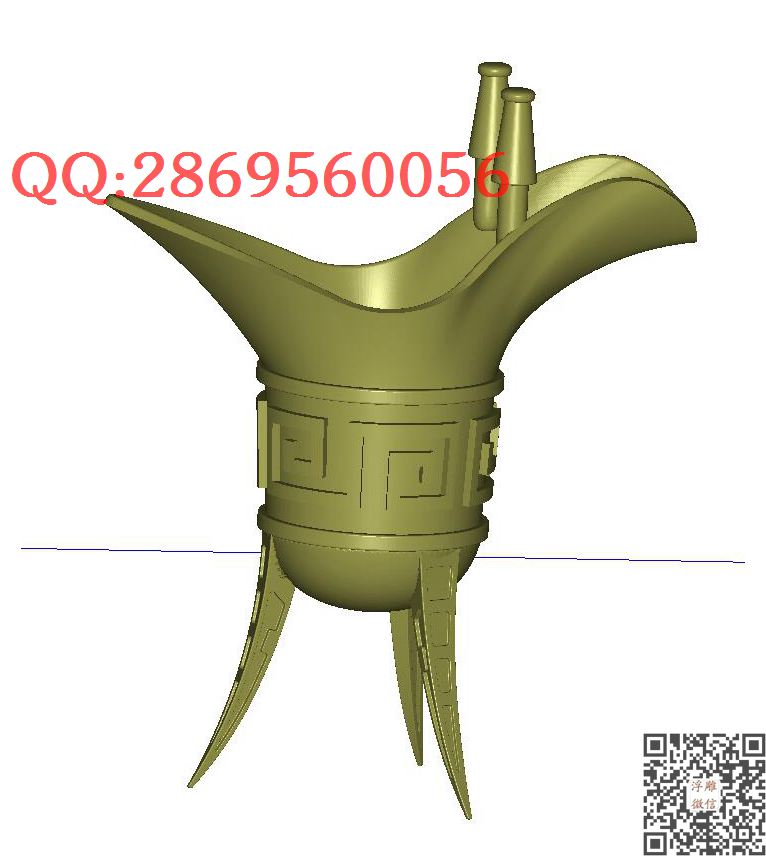 335青铜酒樽杯_STL圆雕图立体模型3d打印核雕精雕图浮雕图