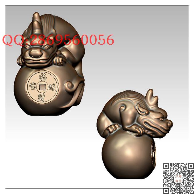 LDP-011有求必应招财进宝貔貅_STL圆雕图立体模型3d打印核雕精雕图浮雕图
