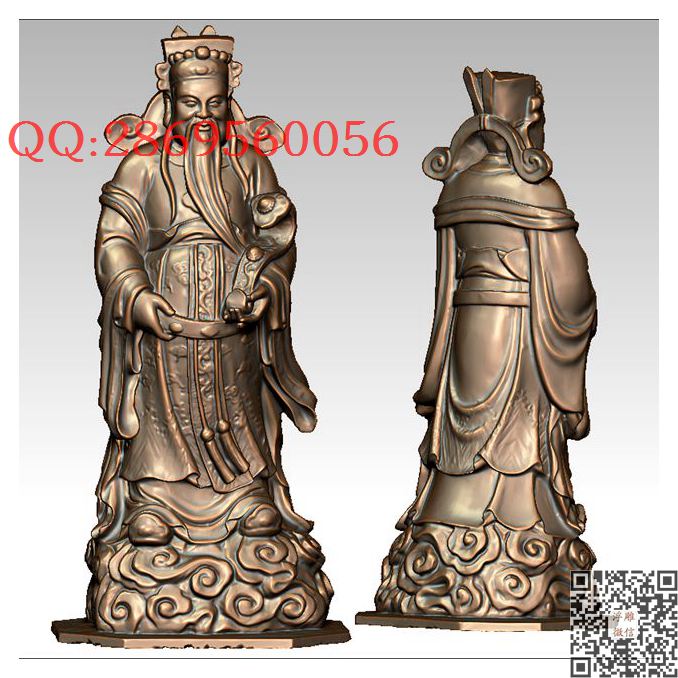LRC-005站立如意财神_STL圆雕图立体模型3d打印核雕精雕图浮雕图