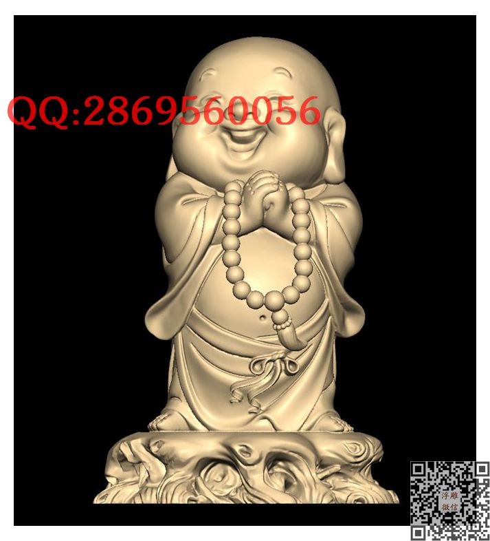 XA1012笑弥勒_STL圆雕图立体模型3d打印核雕精雕图浮雕图