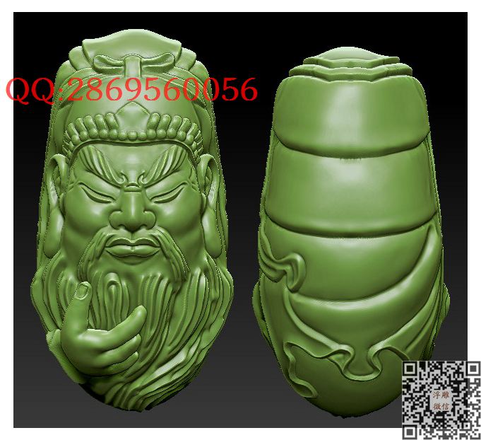 XA1030撩胡子关公_STL圆雕图立体模型3d打印核雕精雕图浮雕图