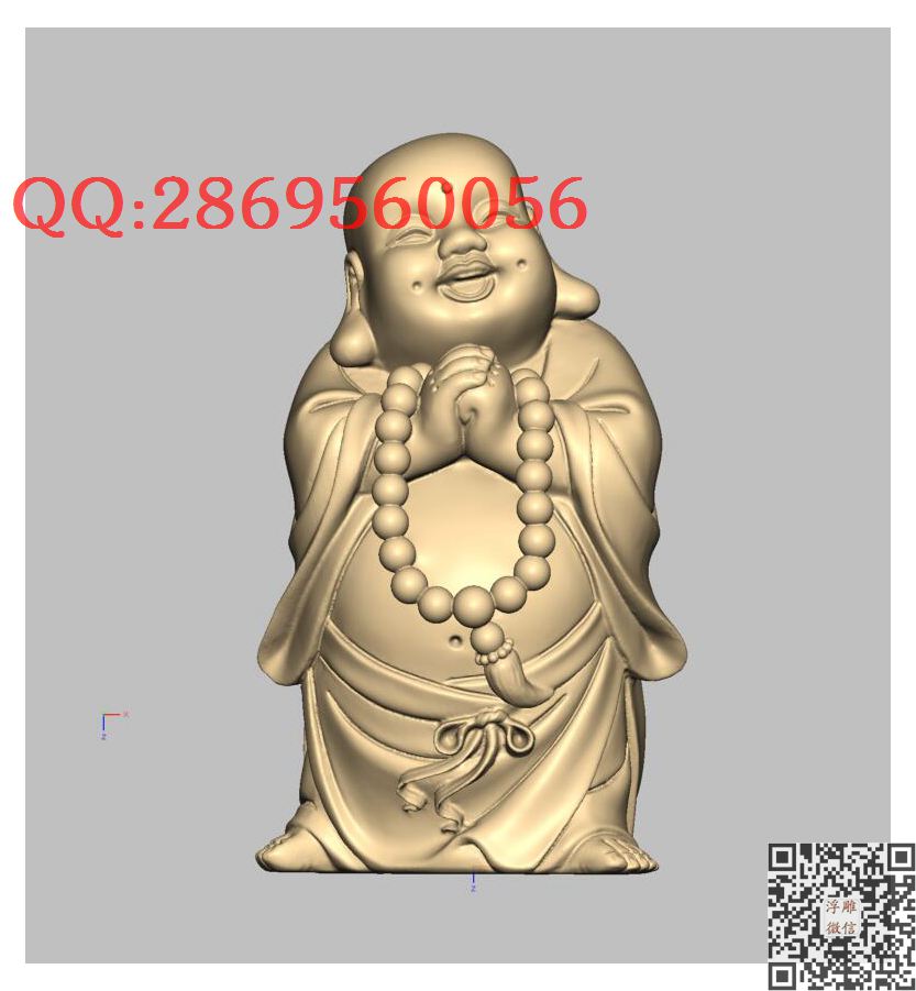 XA771弥勒小和尚_STL圆雕图立体模型3d打印核雕精雕图浮雕图