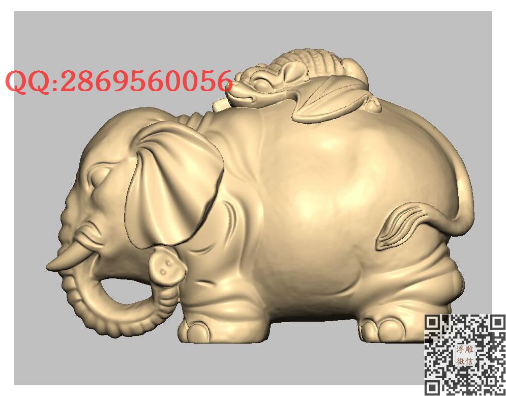 XA940福象_STL圆雕图立体模型3d打印核雕精雕图浮雕图