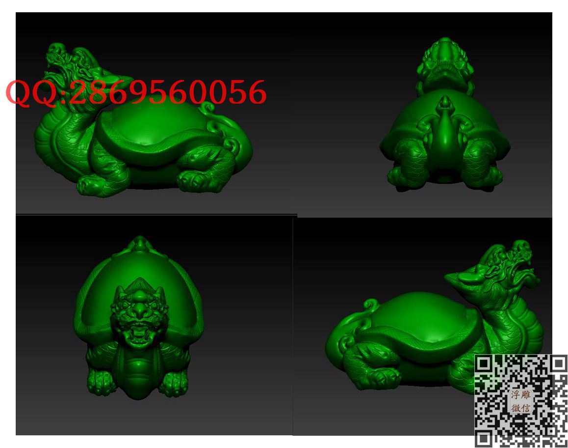 Y545龙龟01_STL圆雕图立体模型3d打印核雕精雕图浮雕图