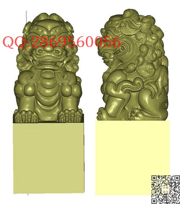 yd狮子印章_STL圆雕图立体模型3d打印核雕精雕图浮雕图