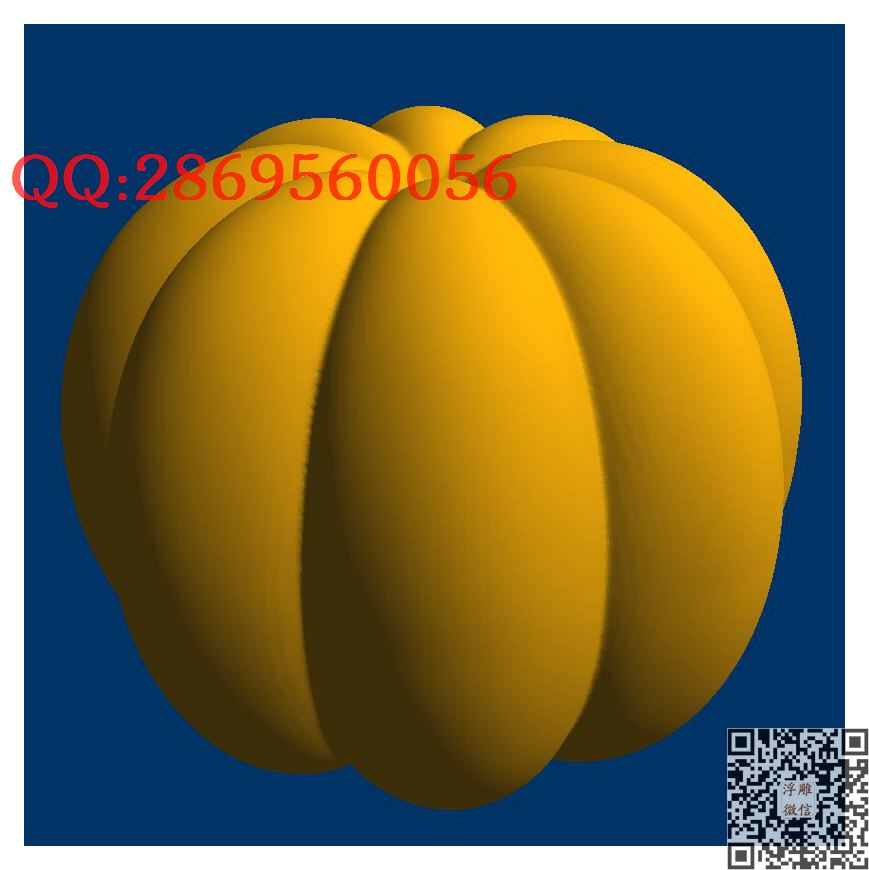 八瓣南瓜珠_STL圆雕图立体模型3d打印核雕精雕图浮雕图