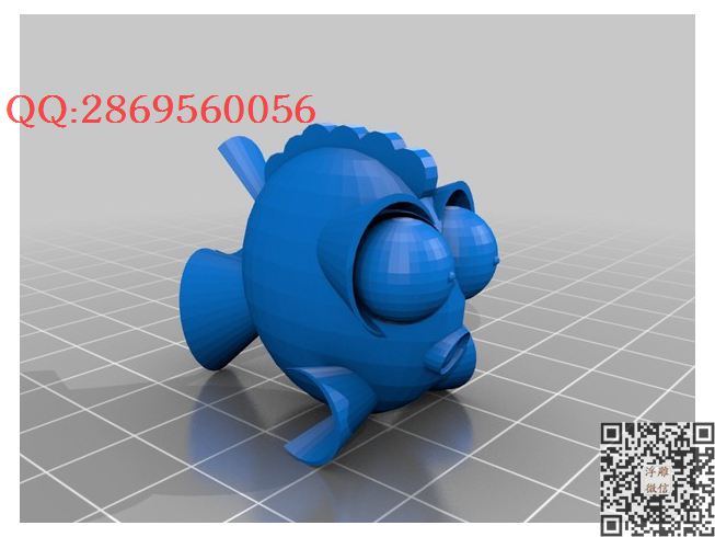 叮叮鱼2_STL圆雕图立体模型3d打印核雕精雕图浮雕图