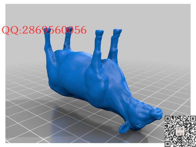 四脚朝天的牛_STL圆雕图立体模型3d打印核雕精雕图浮雕图