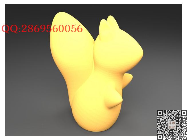 大尾巴松鼠_STL圆雕图立体模型3d打印核雕精雕图浮雕图