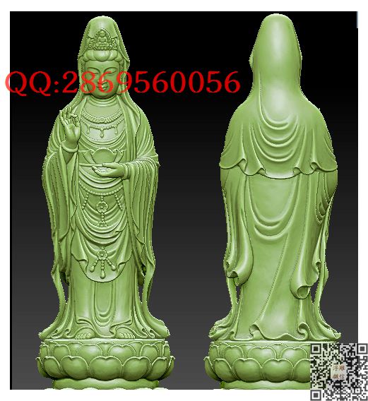 抬手观音_STL圆雕图立体模型3d打印核雕精雕图浮雕图