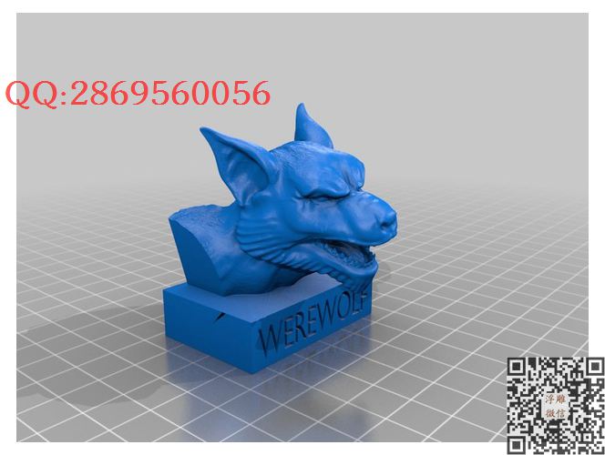狼人头像q5_STL圆雕图立体模型3d打印核雕精雕图浮雕图
