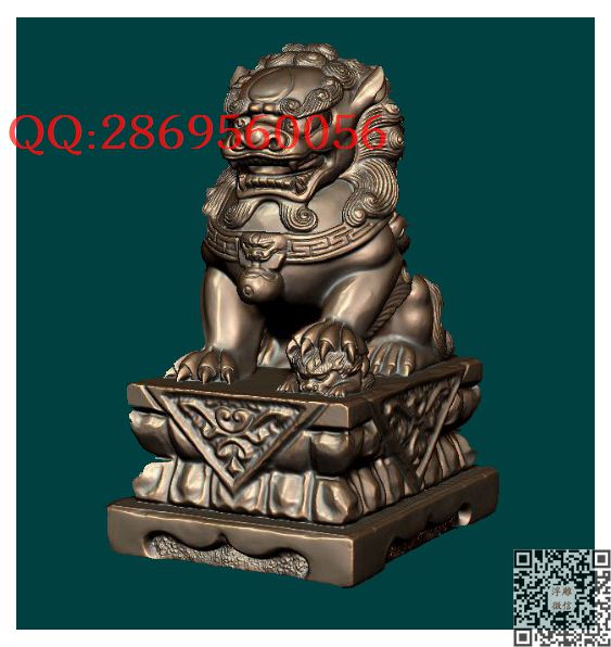 石狮子1_STL圆雕图立体模型3d打印核雕精雕图浮雕图