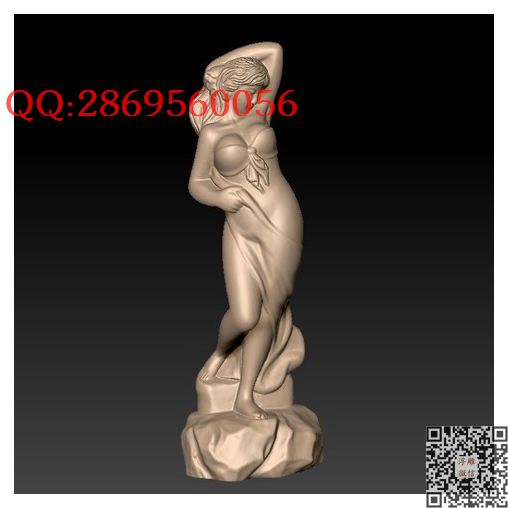 美女女人浴女站_STL圆雕图立体模型3d打印核雕精雕图浮雕图