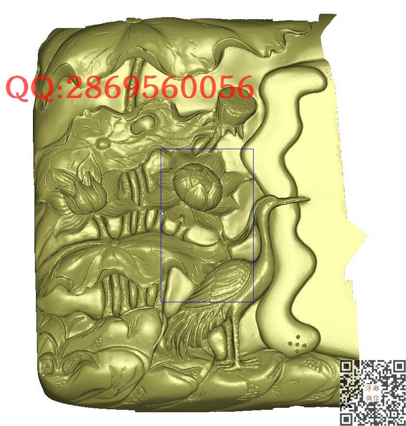 荷花仙鹤茶盘_STL圆雕图立体模型3d打印核雕精雕图浮雕图