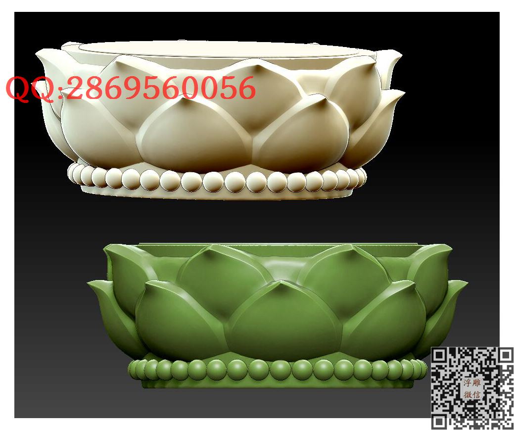 莲花瓣底座_STL圆雕图立体模型3d打印核雕精雕图浮雕图