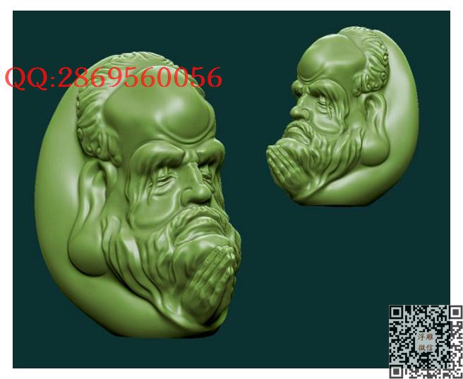 达摩头把件_STL圆雕图立体模型3d打印核雕精雕图浮雕图
