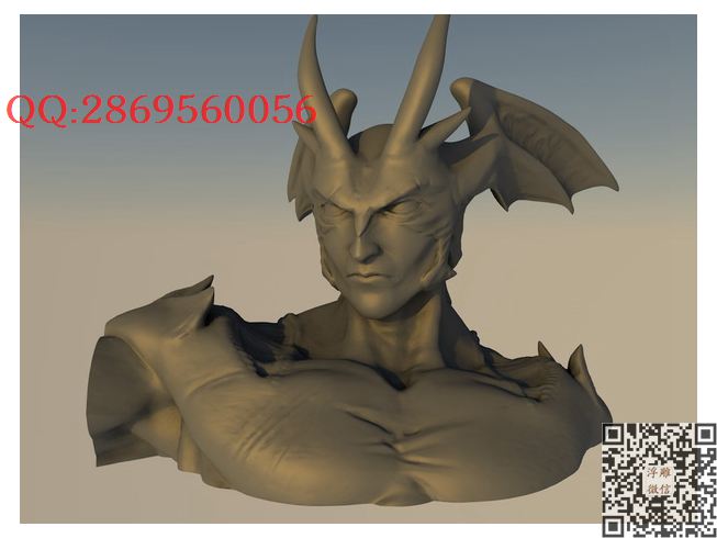魔人_STL圆雕图立体模型3d打印核雕精雕图浮雕图