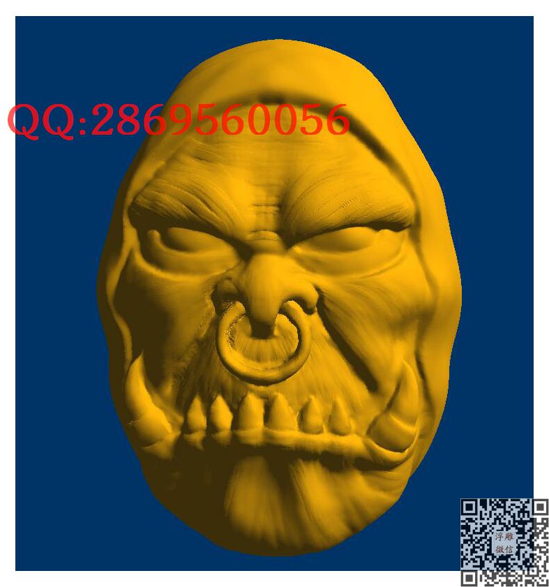 魔兽橄榄核单籽_STL圆雕图立体模型3d打印核雕精雕图浮雕图