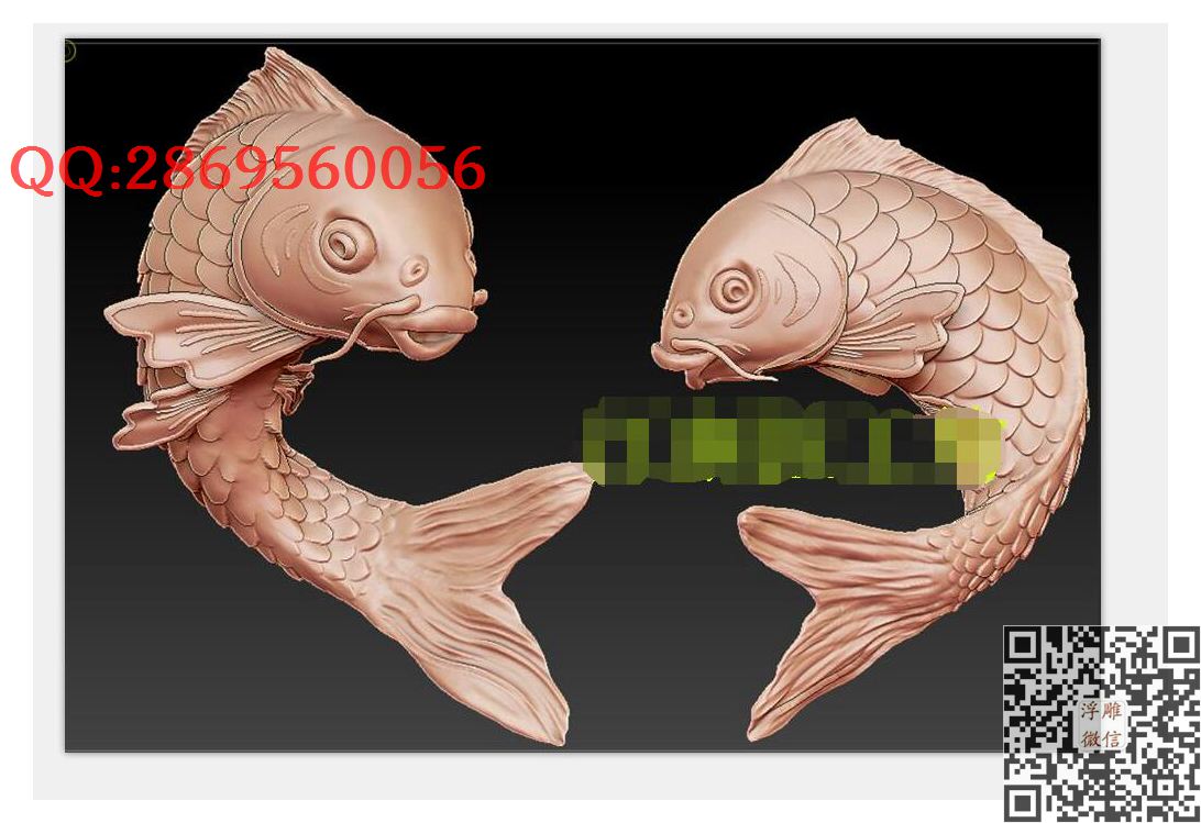 鲤鱼高模515_STL圆雕图立体模型3d打印核雕精雕图浮雕图