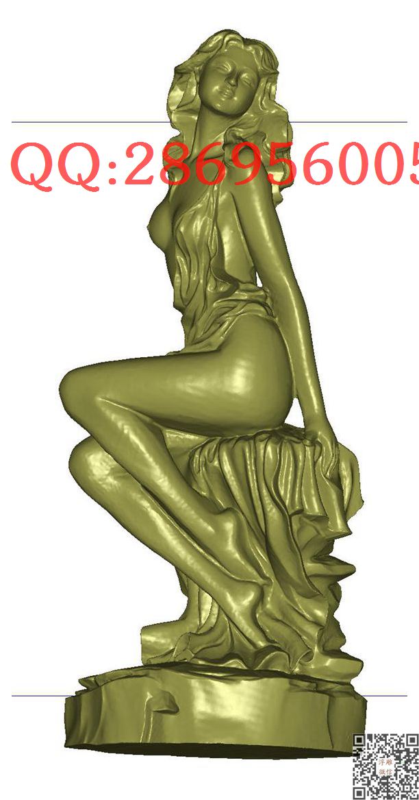 黄杨美女_STL圆雕图立体模型3d打印核雕精雕图浮雕图