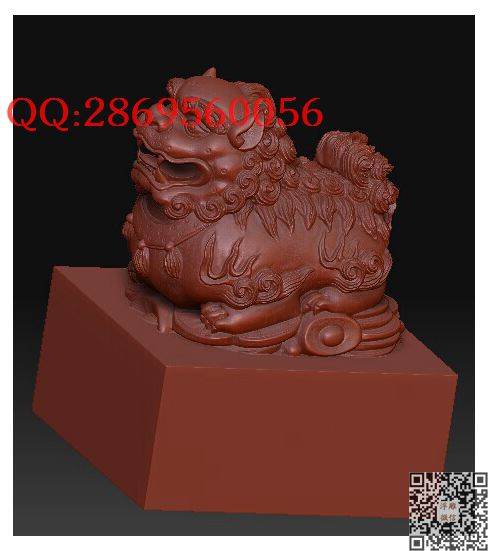 龙兽印章3d貔貅2_STL圆雕图立体模型3d打印核雕精雕图浮雕图