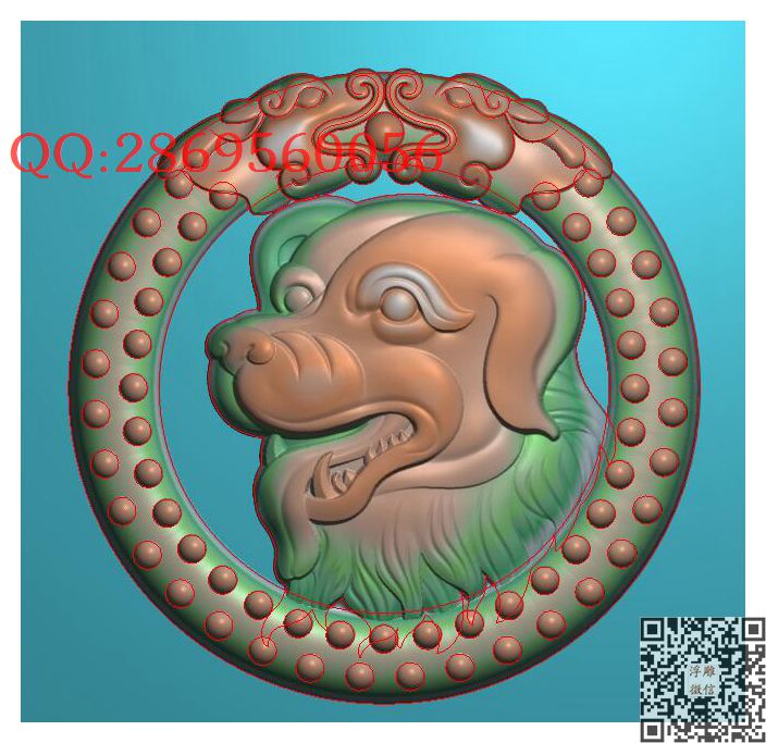 7086狗_仿古动物挂件生肖牌子玉雕瑞兽精雕图浮雕图