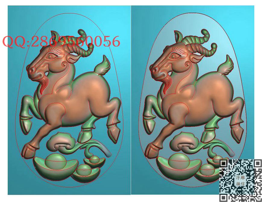 766羊01_仿古动物挂件生肖牌子玉雕瑞兽精雕图浮雕图