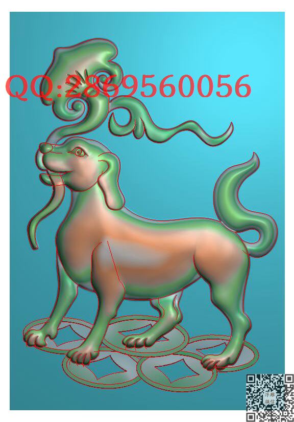GDG-030灵芝生肖狗牌挂件带线_仿古动物挂件生肖牌子玉雕瑞兽精雕图浮雕图