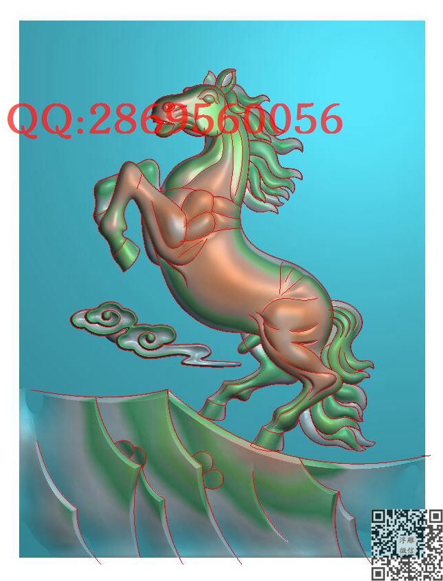 S028十二生肖马_仿古动物挂件生肖牌子玉雕瑞兽精雕图浮雕图