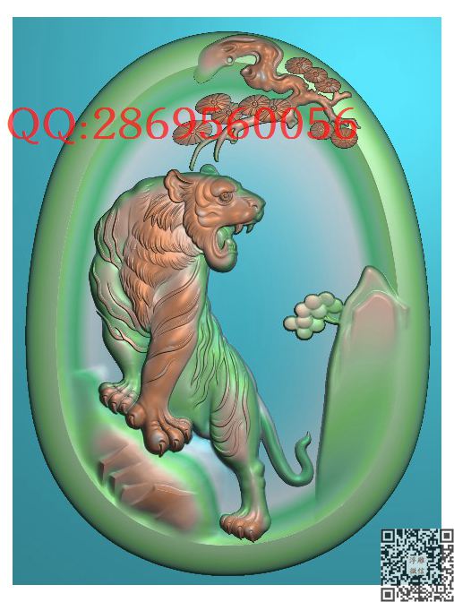 上山虎015_仿古动物挂件生肖牌子玉雕瑞兽精雕图浮雕图