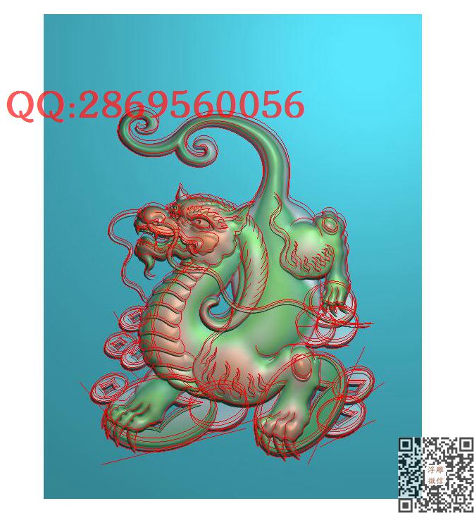 铜钱貔貅1_仿古动物挂件生肖牌子玉雕瑞兽精雕图浮雕图