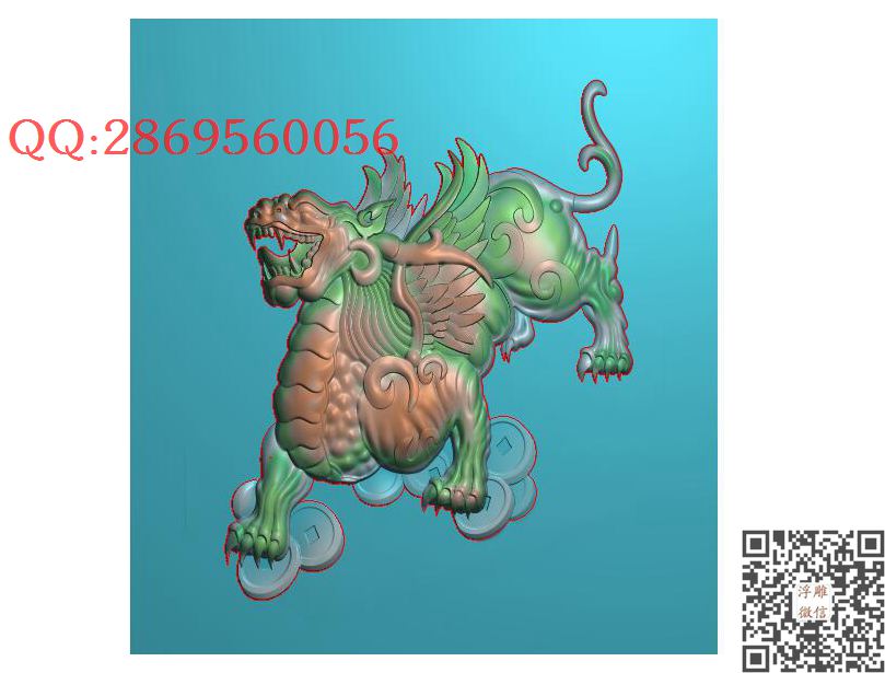 铜钱貔貅5_仿古动物挂件生肖牌子玉雕瑞兽精雕图浮雕图