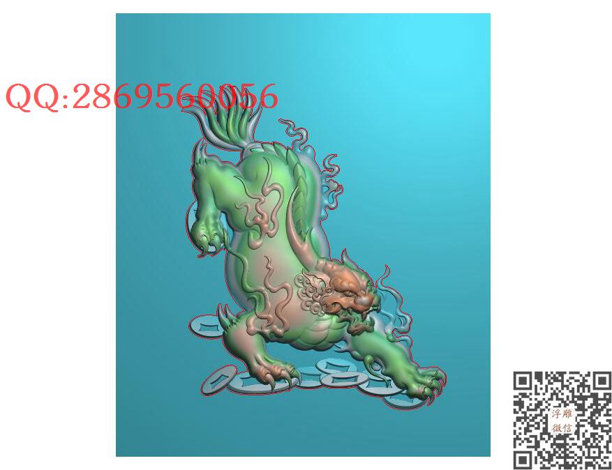 铜钱貔貅6_仿古动物挂件生肖牌子玉雕瑞兽精雕图浮雕图