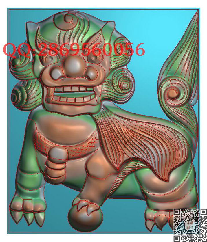 狮子A1667_动物门板背板瑞兽大象沙发靠背精雕图浮雕图