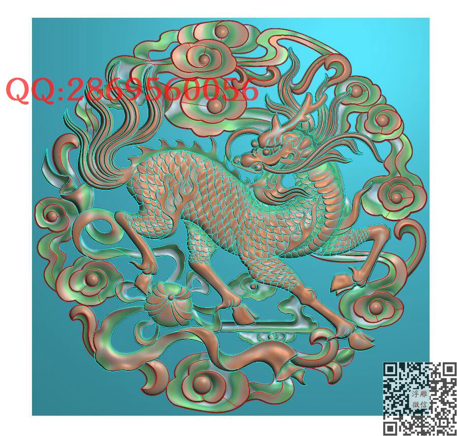 麒麟圆S658_动物门板背板瑞兽大象沙发靠背精雕图浮雕图