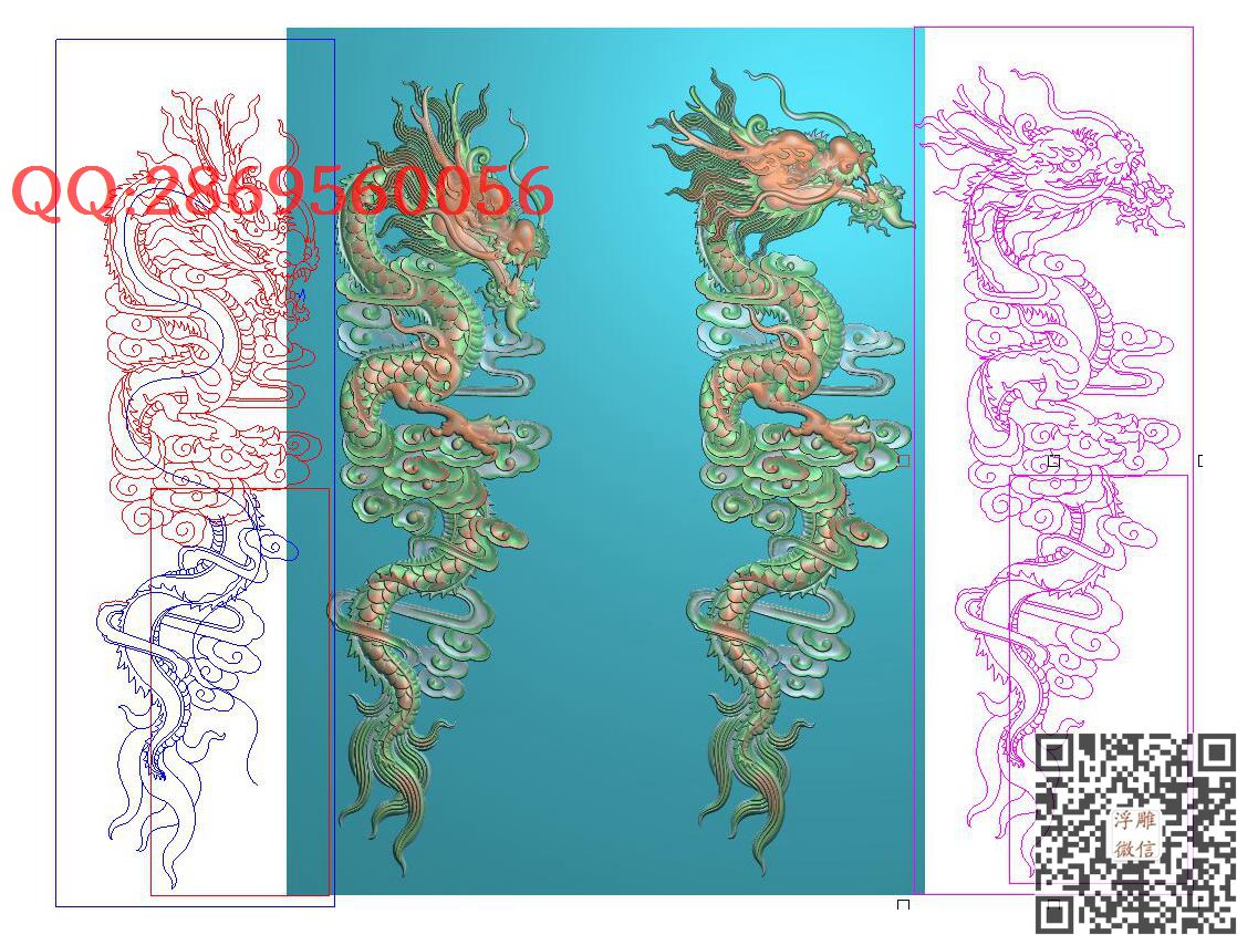 竖龙DW002_石雕墓碑横梁墓碑头精雕图浮雕图