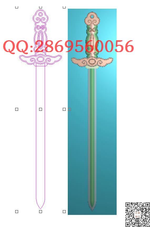 G1370剑宝剑_仿古镂空屏风背板精雕图浮雕图