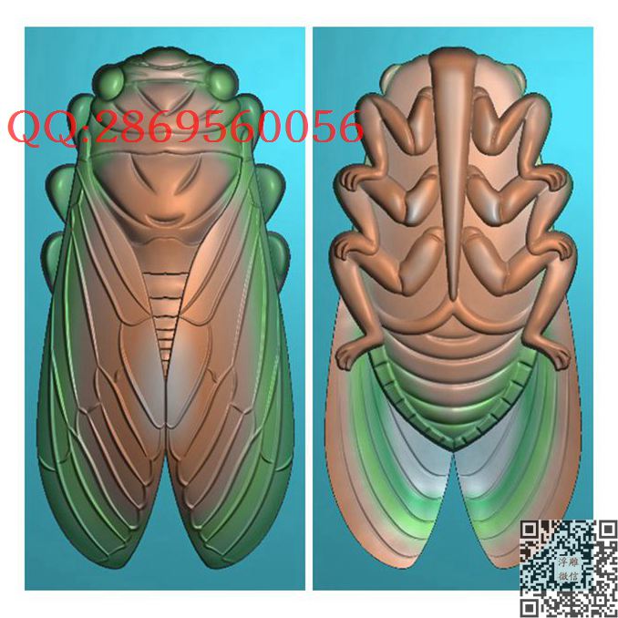 1206蝉一鸣惊人_玉雕仿古挂件花件牌子46牌木雕图牙雕图46牌精雕图浮雕图