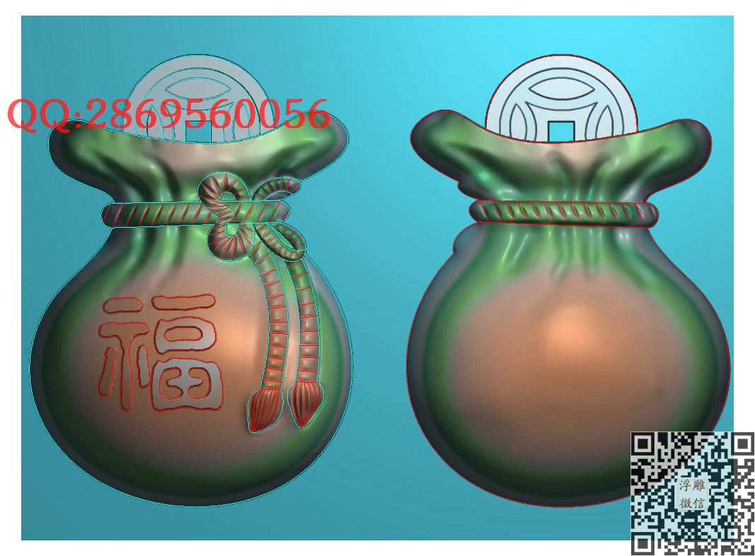 130福袋钱袋立体浮雕_玉雕仿古挂件花件牌子46牌木雕图牙雕图46牌精雕图浮雕图
