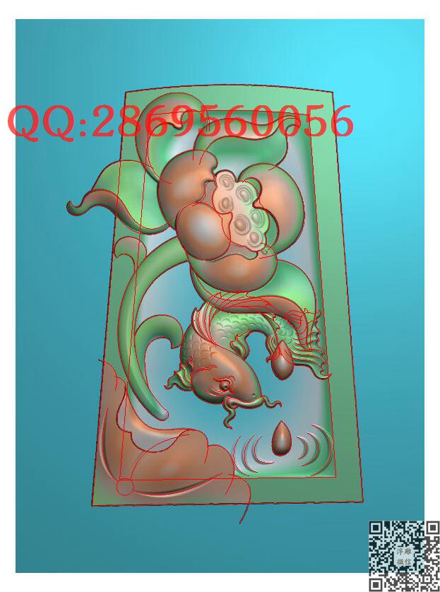 5142随形荷花鱼_玉雕仿古挂件花件牌子46牌木雕图牙雕图46牌精雕图浮雕图