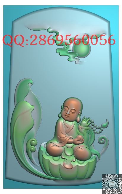7426小和尚_玉雕仿古挂件花件牌子46牌木雕图牙雕图46牌精雕图浮雕图