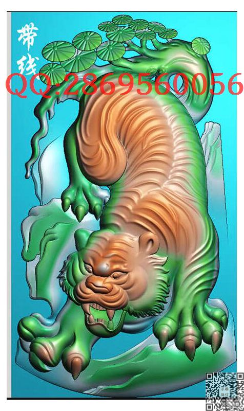 GJH-003下山老虎牌子带线_玉雕仿古挂件花件牌子46牌木雕图牙雕图46牌精雕图浮雕图