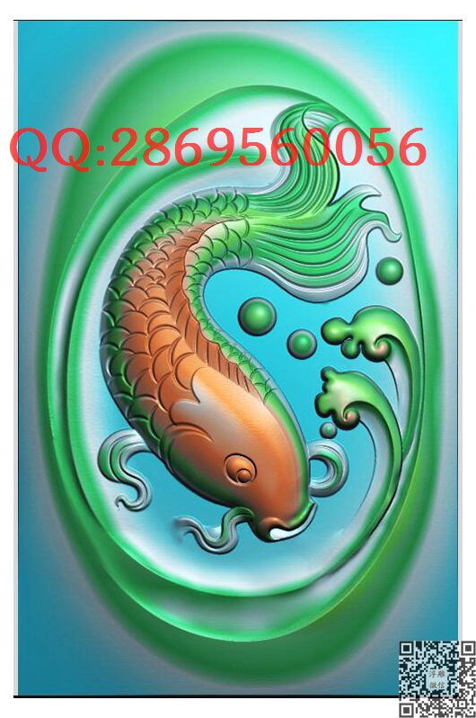 GJY-016鱼46牌_玉雕仿古挂件花件牌子46牌木雕图牙雕图46牌精雕图浮雕图