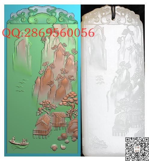 云牌头山水人物pd1_玉雕仿古挂件花件牌子46牌木雕图牙雕图46牌精雕图浮雕图
