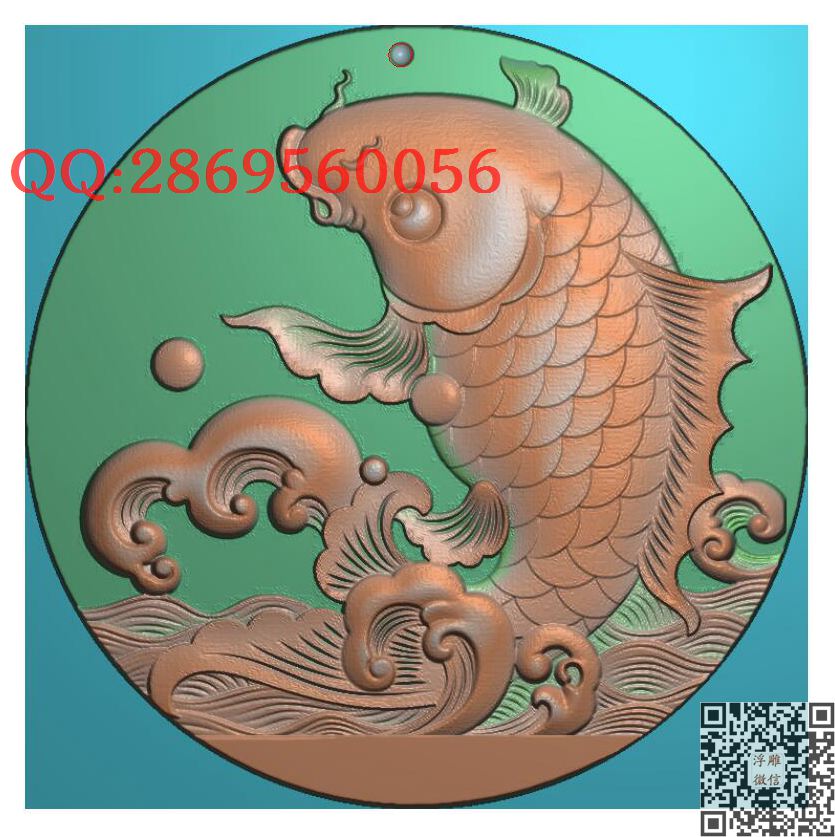 扫描鲤鱼图ly1_玉雕仿古挂件花件牌子46牌木雕图牙雕图46牌精雕图浮雕图