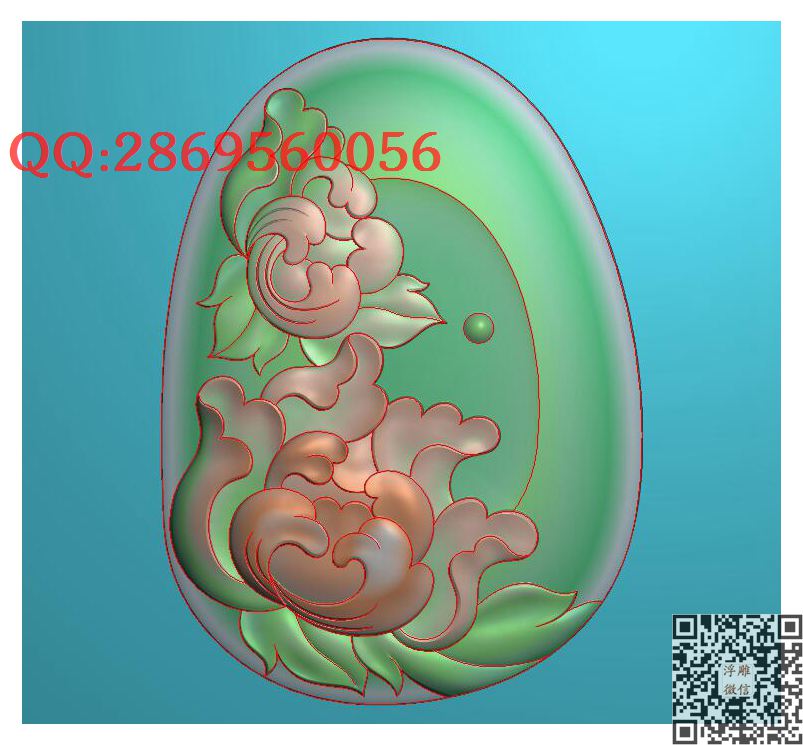 牡丹富贵花1_玉雕仿古挂件花件牌子46牌木雕图牙雕图46牌精雕图浮雕图
