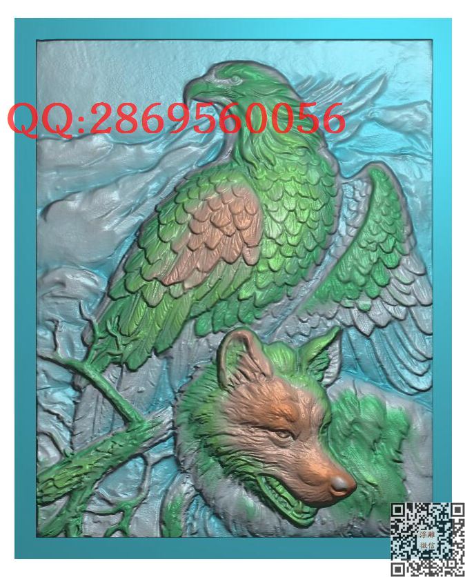鹰狼大战_玉雕仿古挂件花件牌子46牌木雕图牙雕图46牌精雕图浮雕图