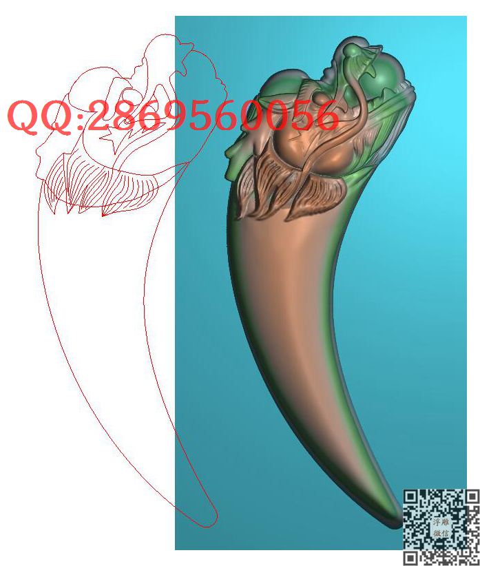 G1193龙头狼牙吊坠_玉雕龙牌龙凤挂件龙凤牌子46牌精雕图浮雕图
