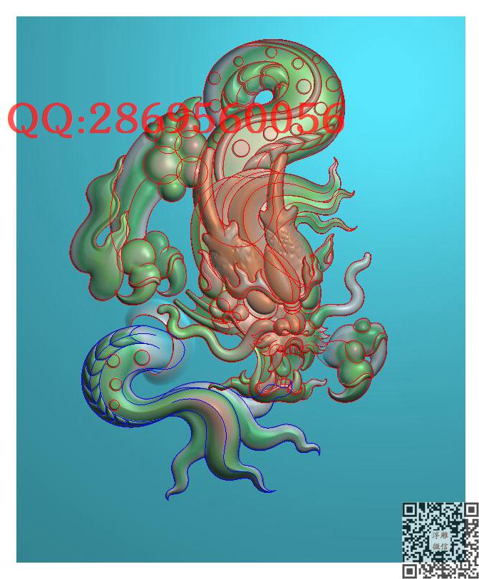 盘龙2_玉雕龙牌龙凤挂件龙凤牌子46牌精雕图浮雕图